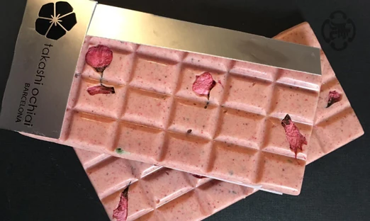 Ochiai sakura chocolate bar with Japanese cherry blossom