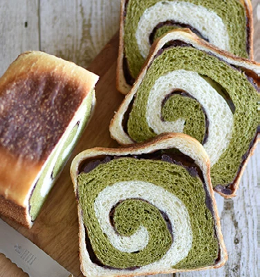 Japanese matcha shokupan milk bread