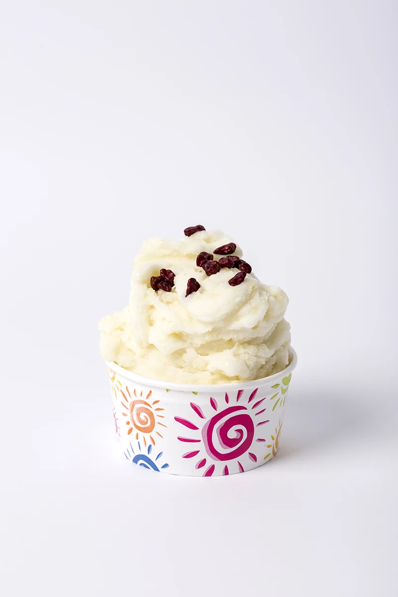 Kurimu Japanese yuzu sorbet in a branded cup