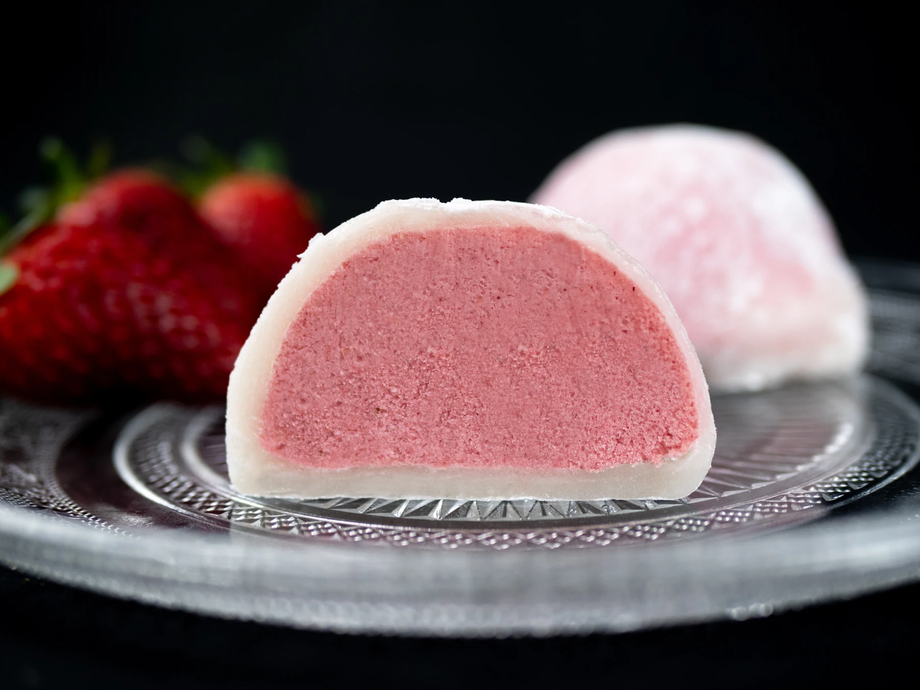 Cut-open strawberry Mochiai by Ochiai Professional