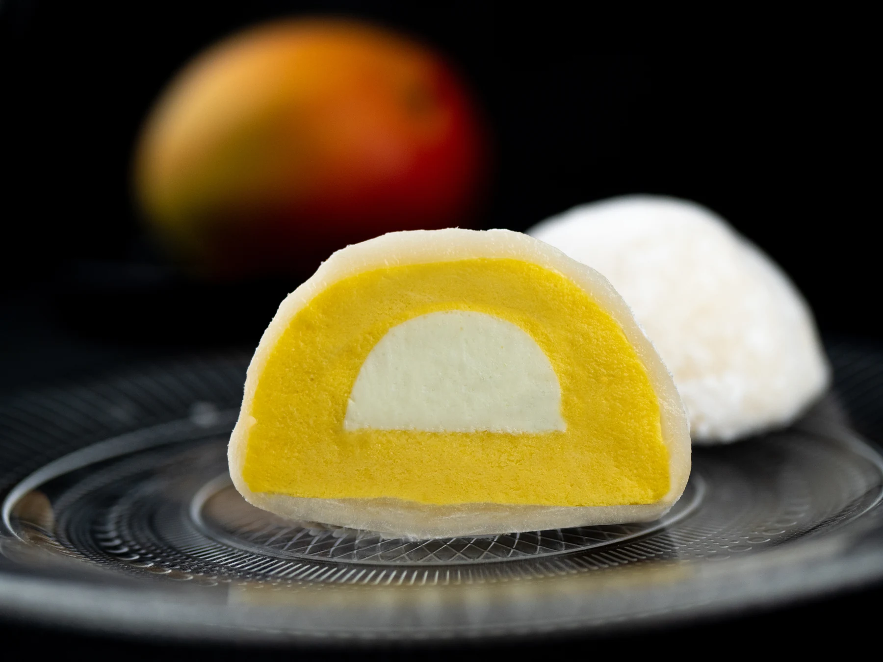 Cut-open mango and wasabi Mochiai by Ochiai Professional